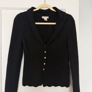 Kenar Elegant Black Cashmere Cardigan